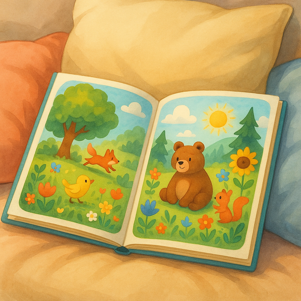 Open illustrated book for children